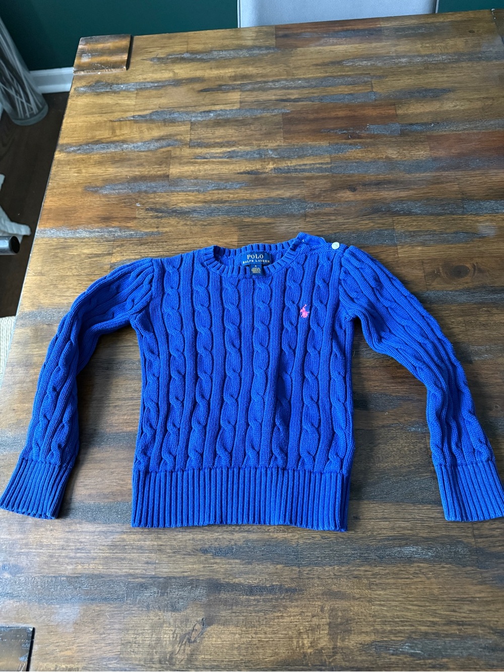 Polo by Ralph Lauren Royal Blue Cable-Knit Crewneck Sweater